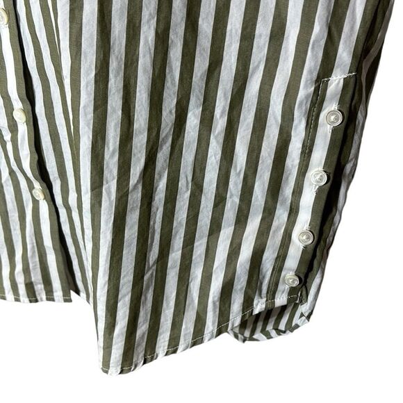 Alex mill womens striped button down hi low long sleeve preppy button sides - Picture 2 of 7